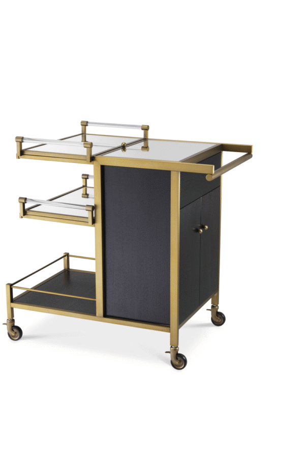 Brass and Black Oak Trolley | Eichholtz Eiffel