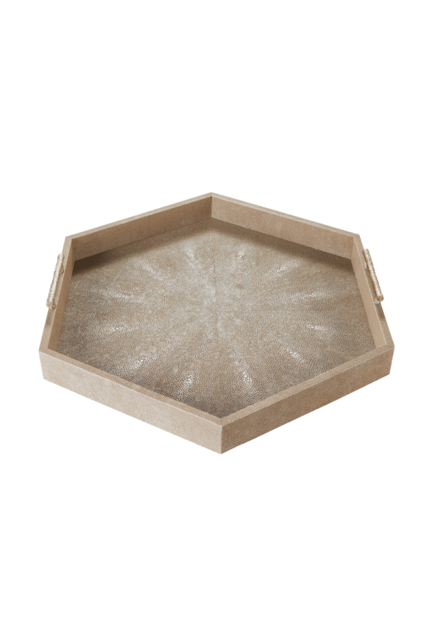 Cream Shagreen Hexagonal Tray | Andrew Martin Cosima