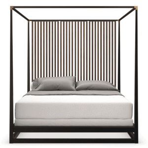 Brown Wooden Canopy Bed | Caracole Pinstripe