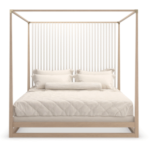 Light Oak Canopy Bed | Caracole Pinstripe