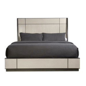Taupe Modern Bed | Caracole Repetition Wood