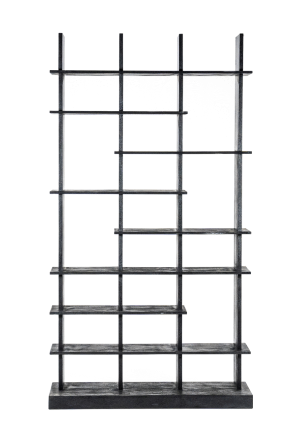 Black Wooden Staggered Bookcase | Eleonora Oliver